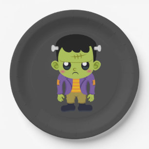 Assiettes En Carton Plaque de papier d'Halloween Monster Green Franken