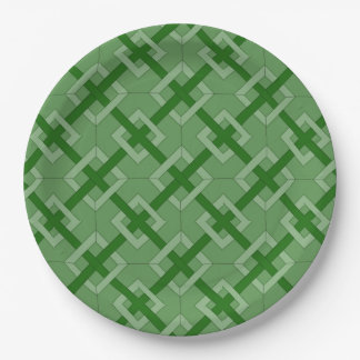 Assiettes En Carton Plaque de papier - Diamants entrelacés en vert