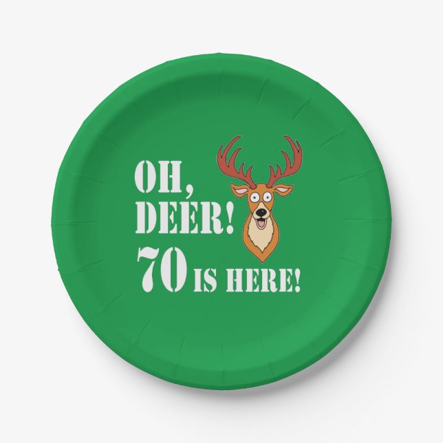 Assiettes En Carton Plaque de papier du 70e anniversaire Oh Deer (Devant)