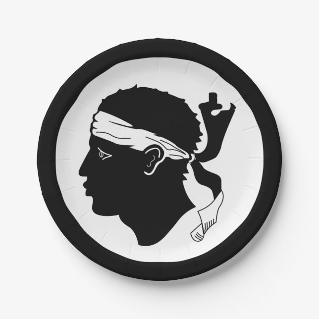 Assiettes En Carton Plaque de papier du drapeau corse (Devant)