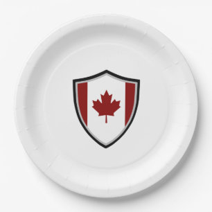 Assiettes En Carton Plaque de papier du drapeau du bouclier canadien