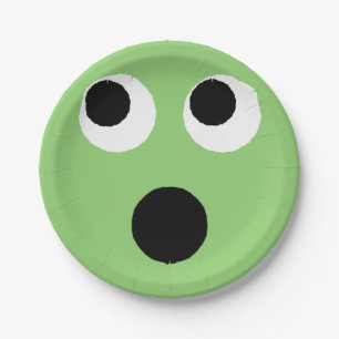 Assiettes En Carton Plaque de papier Emoji Emoticon Green Face Surpris