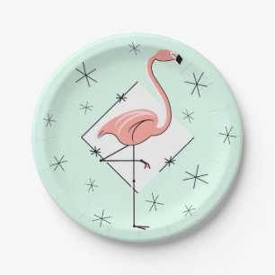 Assiettes En Carton Plaque de papier Flamant rose Aqua diamant
