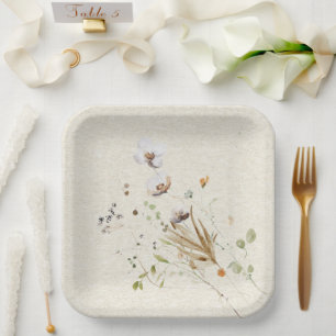 Assiettes En Carton Plaque de papier fleur sauvage Floral