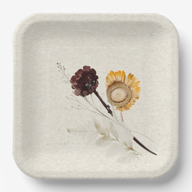 Assiettes En Carton Plaque de papier fleur sauvage Floral (Recto)