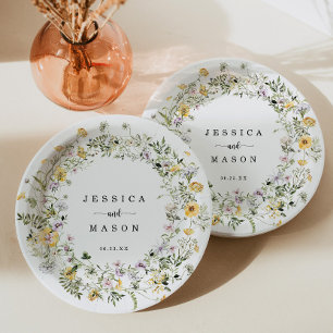 Assiettes En Carton Plaque de papier Fleur sauvage rustique