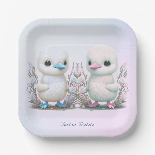 Assiettes En Carton Plaque de papier floral Twin Ducks (Recto)