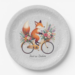 Assiettes En Carton Plaque de papier Fox à bicyclette florale