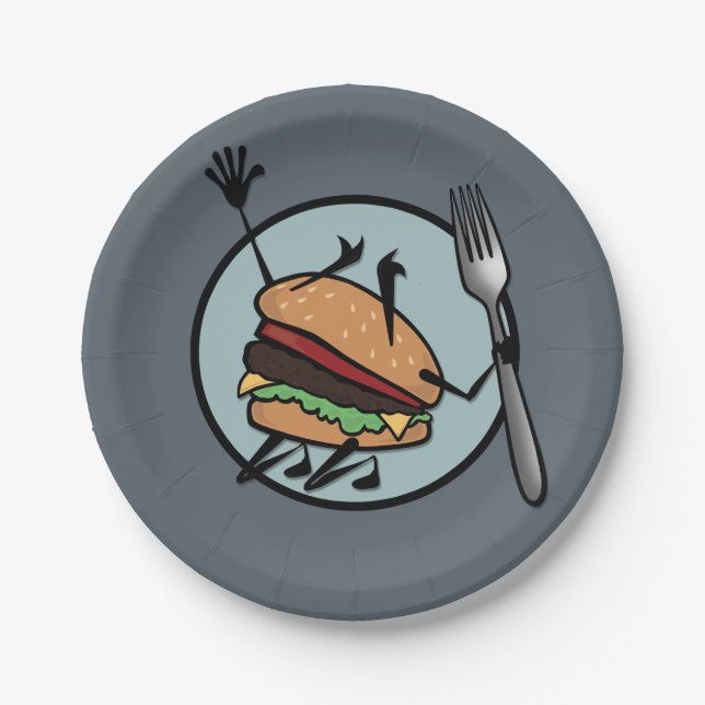 ASSIETTES EN CARTON PLAQUE DE PAPIER FUNNY CHEESEBURGER (Devant)