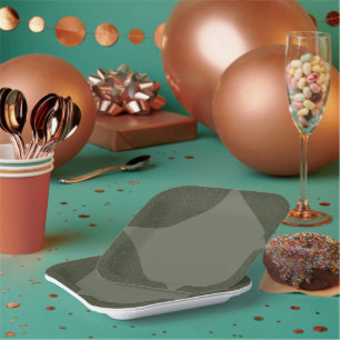 Assiettes En Carton Plaque de papier géométrique moderne Moss Green