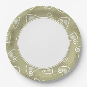 Assiettes En Carton Plaque de papier géométrique vert olive