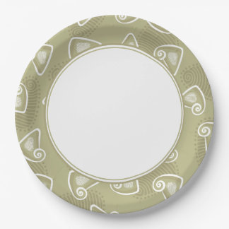 Assiettes En Carton Plaque de papier géométrique vert olive