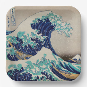 ASSIETTES EN CARTON PLAQUE DE PAPIER : HOKUSAI : LA VAGUE