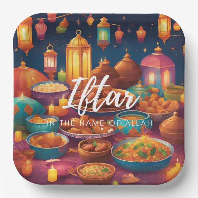Assiettes En Carton Plaque de papier jetable Iftar (Recto)