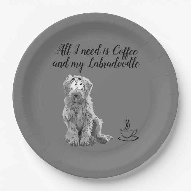 Assiettes En Carton Plaque de papier Labradoodle (Devant)