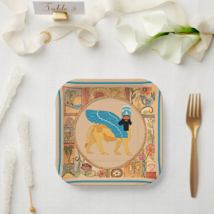 Assiettes En Carton Plaque de papier Lamassu souriante