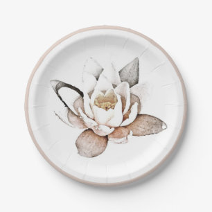 ASSIETTES EN CARTON PLAQUE DE PAPIER : LOTUS BLANC