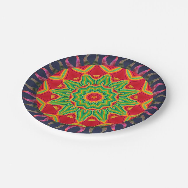 Assiettes En Carton Plaque de papier Mandala (Angle)