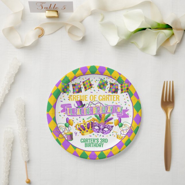 Assiettes En Carton Plaque de papier Mardi Gras (Krewe of) (Mariage)