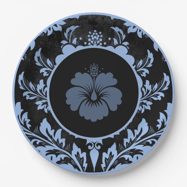 Assiettes En Carton Plaque de papier mariage à motif floral noir et ro (Devant)