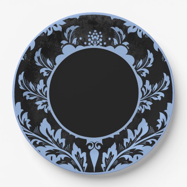 Assiettes En Carton Plaque de papier mariage à motif floral noir et ro (Devant)