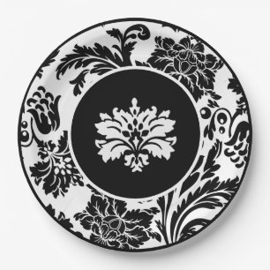 Assiettes En Carton Plaque de papier mariage officielle noir et blanc 