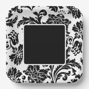 Assiettes En Carton Plaque de papier mariage officielle noir et blanc