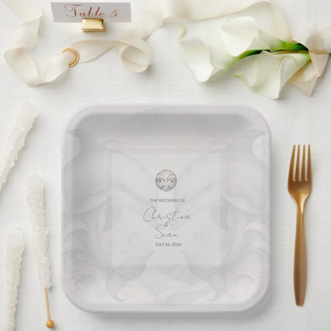 Assiettes En Carton Plaque de papier Mariage Whimsy Dolphin moderne (Mariage)