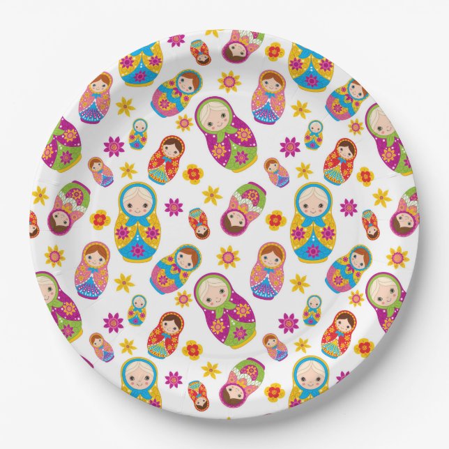 Assiettes En Carton Plaque de papier Matryoshka (Devant)