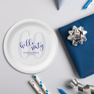 Assiettes En Carton Plaque de papier moderne bleu marine 60e anniversa