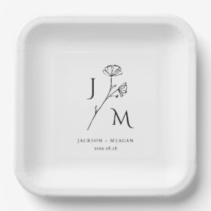 Assiettes En Carton Plaque de papier monographique minimaliste personn