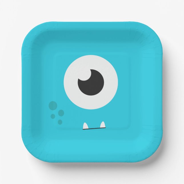 Assiettes En Carton Plaque de papier Monster Anniversaire (Recto)