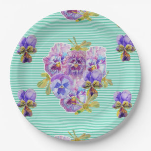 Assiettes En Carton Plaque de papier Motif à fleurs de poansy Aqua