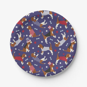 Assiettes En Carton Plaque de papier Motif Beagle patriotique