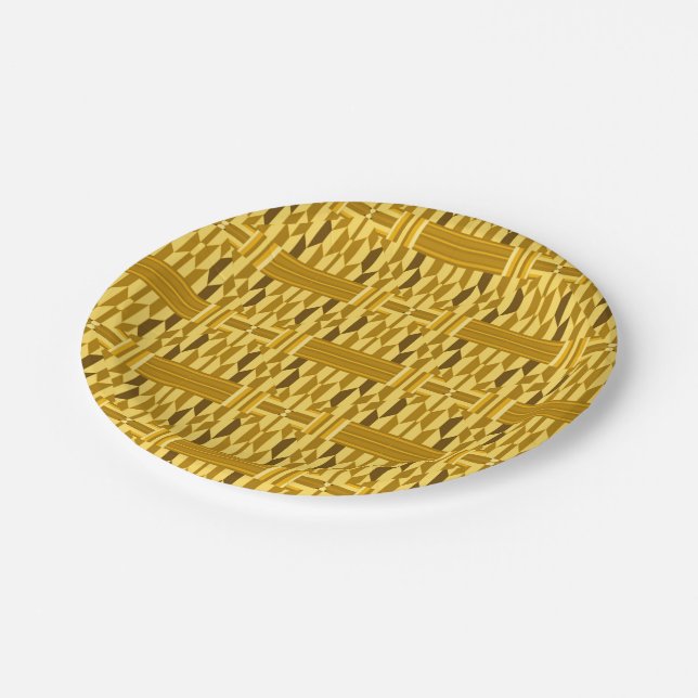 Assiettes En Carton Plaque de papier Motif Golden Kente (Angle)