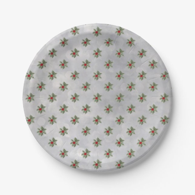Assiettes En Carton Plaque de papier Motif Holly Winter (Devant)