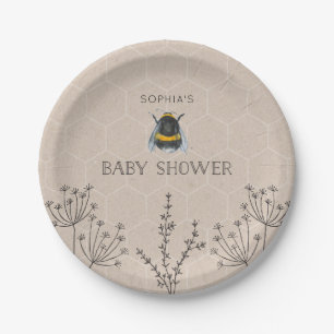 Assiettes En Carton Plaque de papier naturel Baby shower d'abeilles