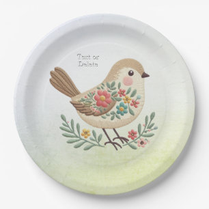 Assiettes En Carton Plaque de papier or fleurie Little Bird