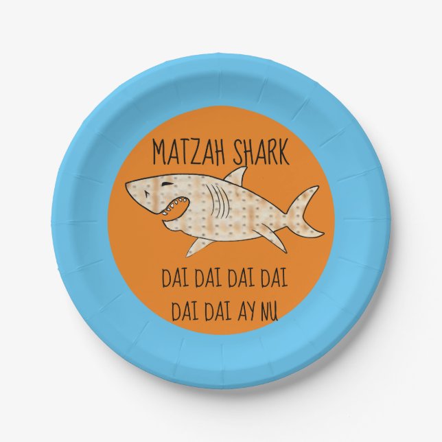 Assiettes En Carton Plaque de papier passover "Matzah Shark" Motif (Devant)