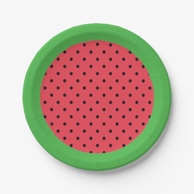 Assiettes En Carton Plaque de papier pastèque, fruit d'été vert rose (Devant)