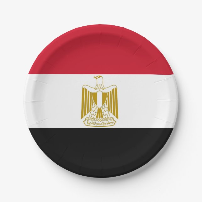 Assiettes En Carton Plaque de papier patriotique avec drapeau d'Egypte (Devant)