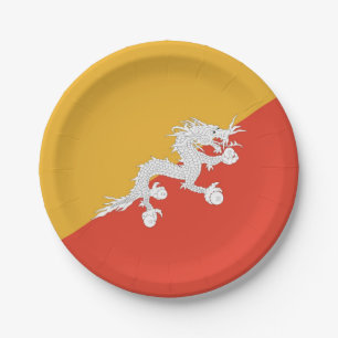 Assiettes En Carton Plaque de papier patriotique avec drapeau du Bhout