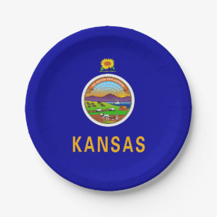 Assiettes En Carton Plaque de papier patriotique avec drapeau du Kansa