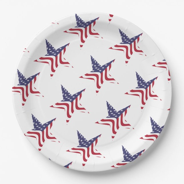 Assiettes En Carton Plaque de papier patriotique Star American Flag (Devant)