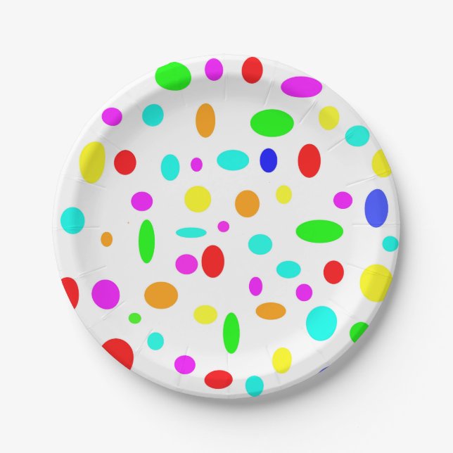 Assiettes En Carton Plaque de papier points de couleur (Devant)