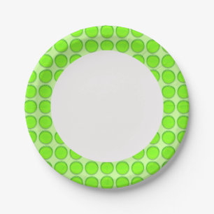 Assiettes En Carton Plaque de papier - points verts sur la bordure