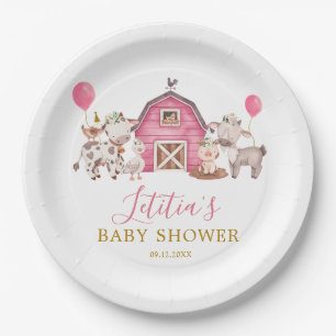 Assiettes En Carton Plaque de papier pour Baby shower de ferme rose fi