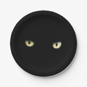 Assiettes En Carton Plaque de papier pour les yeux de chat noir d'Hall