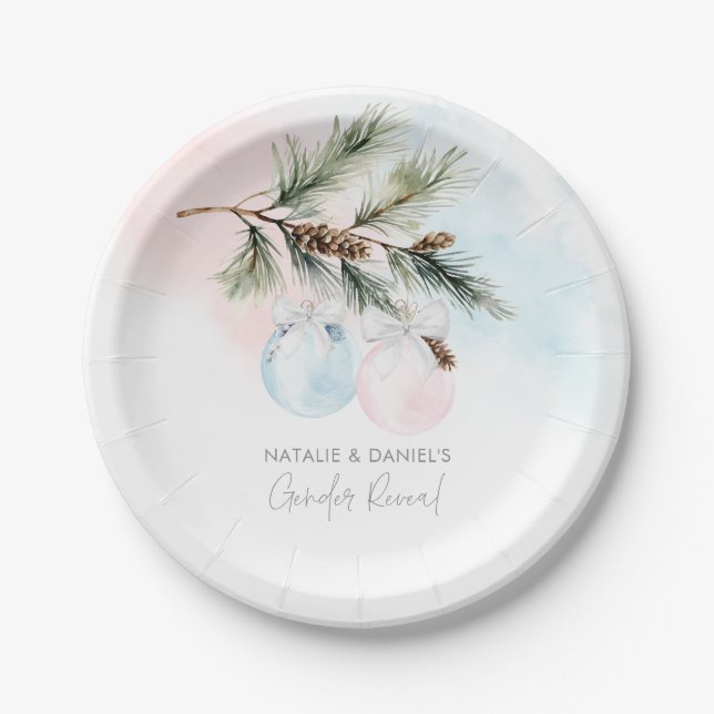 Assiettes En Carton Plaque de papier pour révélation de genre hivernal (Devant)