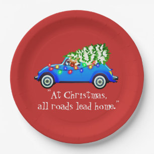 Assiettes En Carton Plaque de papier Road To Christmas